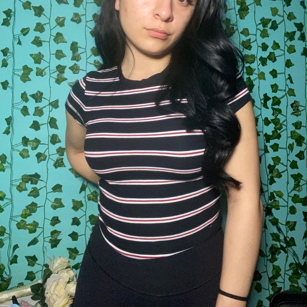TRENDY CAP SLEEVE STRIPED TEE